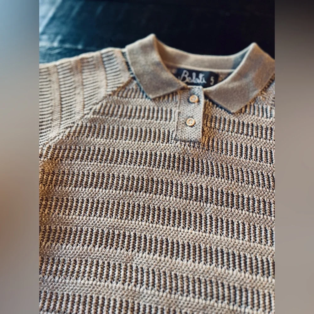 BELATI POINTELLE KNIT BEIGE SHIRT SIZE 5 - Picture 5 of 12